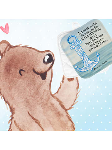 Mr. & Mrs. Panda Topflappen Anker Blau Design mit Spruch in Weiß