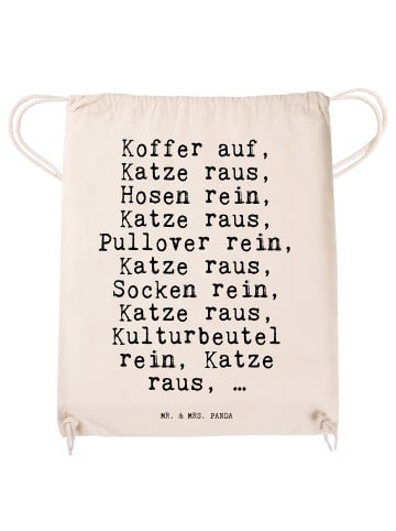 Mr. & Mrs. Panda Stofftasche Koffer auf, Katze raus,... mit Spruch in Creme