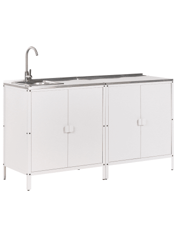 Beliani 2er-Set Gartenküche VILAMA in Weiß/Silber