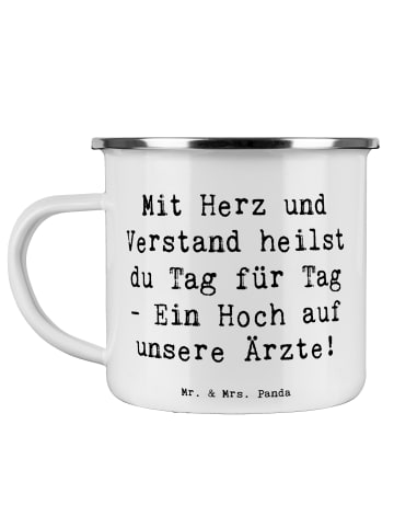 Mr. & Mrs. Panda Trinkbecher Spruch Arzt Herz Verstand mit Spruch in Weiß