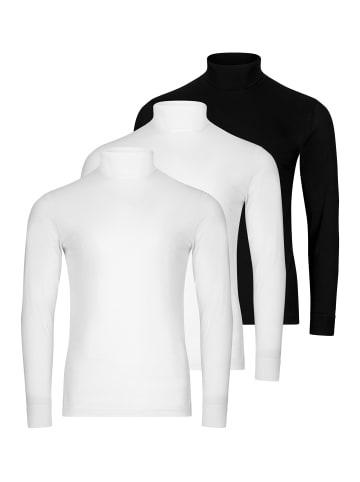 Ragman Rollkragenshirt Basic in Weiß / schwarz