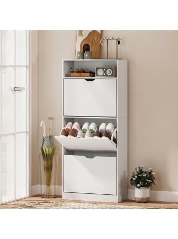 HOMCOM Schuhschrank-60L x 26B x 140H cm-Weiß
