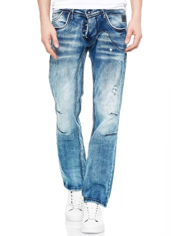Rusty Neal Jeans Hose "RUBEN" Ice Washed Normal in Hell Blau