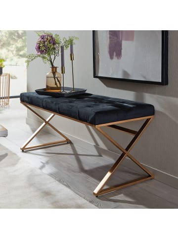 KADIMA DESIGN Sitzbank Samt 90x46x44 cm Flur Polsterbank mit Metallgestell