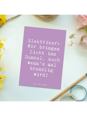 Mr. & Mrs. Panda Postkarte Spruch Elektriker Lichtbringer mit Sp... in Lavendeltraum