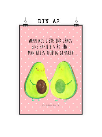 Mr. & Mrs. Panda Bild Avocado Pärchen mit Spruch in Rot Pastell