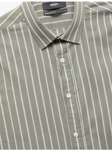 KOTON SHIRTS LS BSC in Khaki Gestreift