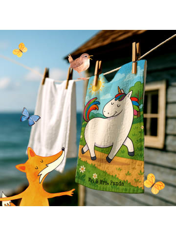 Mr. & Mrs. Panda Gästehandtuch Einhorn Stolzieren Design ohne Sp... in Weiß