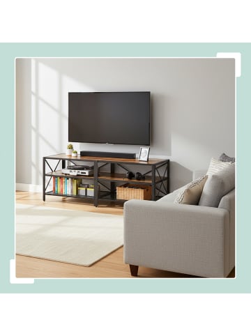 relaxdays TV-Lowboard in Braun/ Schwarz - (B)140 x (H)52 x (T)39 cm