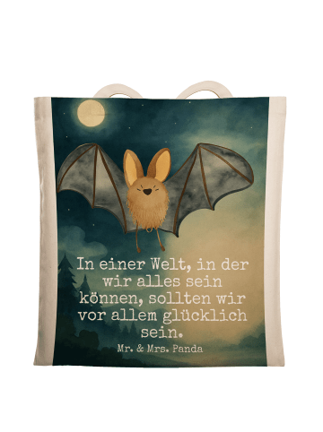 Mr. & Mrs. Panda Uni Tasche Fledermaus Flügel Design mit Spruch in Weiß