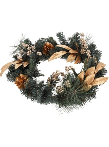 Home&Styling Collection Weihnachtskranz, goldene Details in Grün, Ø 45 x (H) 10 cm