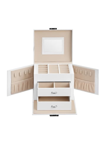 SONGMICS Schmuckkasten Bridie in Weiß - (B)13.7 x (H)13.5 x (T)17.7 cm