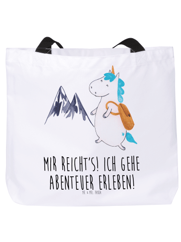 Mr. & Mrs. Panda Beuteltasche Einhorn Bergsteiger mit Spruch in Weiß