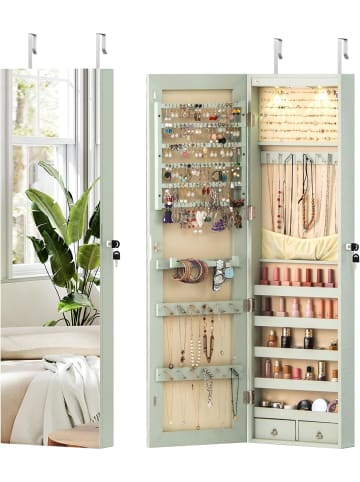 COSTWAY Schmuckschrank mit LED in Grün