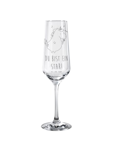 Mr. & Mrs. Panda Champagnerglas Einhorn Sänger mit Spruch in Transparent