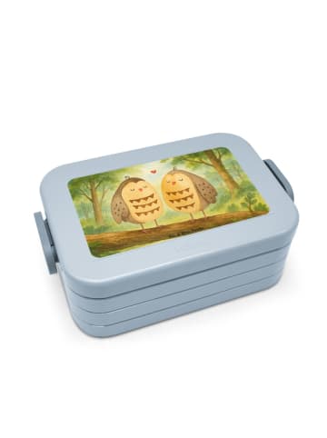 Mr. & Mrs. Panda Bento Box Eulen Liebe Design ohne Spruch in Blau Pastell