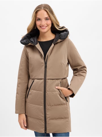 AMBER & JUNE Daunenmantel in taupe - 0002