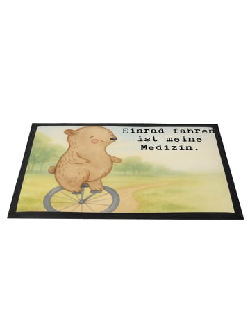 Mr. & Mrs. Panda Fußabtreter Bär Einrad fahren Design mit Spruch in Weiß