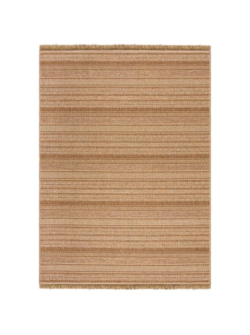 KADIMA DESIGN Outdoor Teppich Flachgewebe Boho Streifen Jute-Optik, Balkon in Ocker