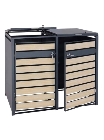 MCW 2er/4er-Mülltonnenverkleidung J81 erweiterbar, Buche-Holzoptik hellbraun