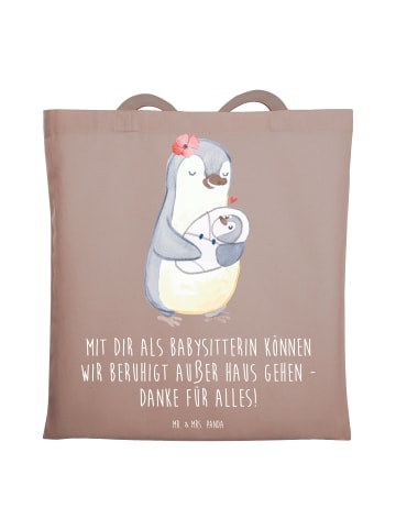 Mr. & Mrs. Panda festivaltasche Babysitter Dank mit Spruch in Braun Pastell