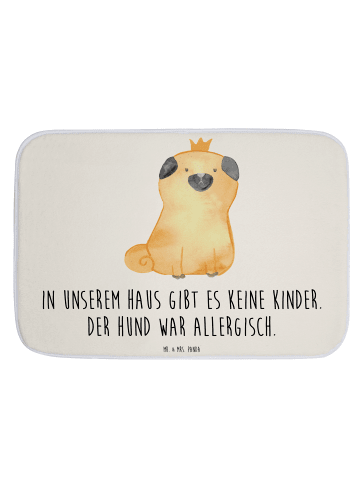 Mr. & Mrs. Panda Badematte Mops Krone mit Spruch in Weiß