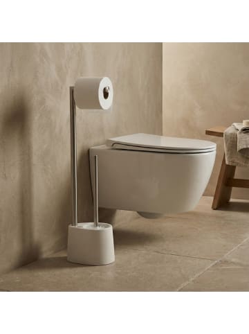 NUXIO Toilettenpapierhalter und WC-Bürste STILK in Silbern, 16 x 63 x 13 cm