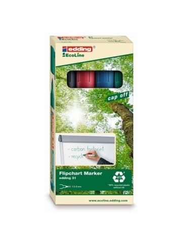 edding Flipchartmarker edding 31 EcoLine nachfüllbar 1,5-3mm schwarz, rot, b...