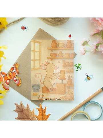 Mr. & Mrs. Panda Glückwunschkarte Maus Töpfern Design ohne Spruch in Weiß