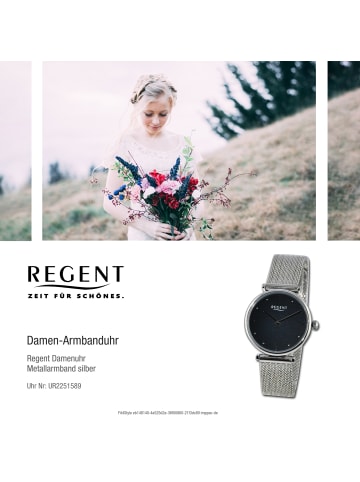 Regent Armbanduhr-Analog silber mittel (ca. 37mm) Regent Metallarmband