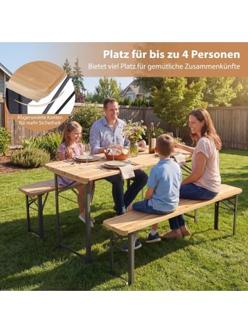COSTWAY 3 tlg. Bierzeltgarnitur klappbar Holz in Hellbraun