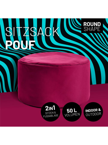 Lumaland Sitzsack-Hocker Pouf rund 50l weinrot rot