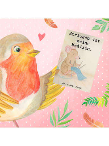 Mr. & Mrs. Panda babykarte Maus Stricken Design mit Spruch in Weiß