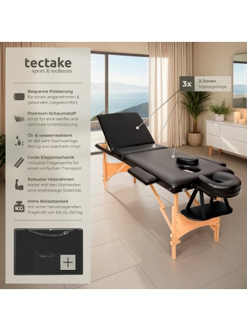 tectake 3 Zonen Massageliege Daniel 210 x 95 x 84 cm, schwarz