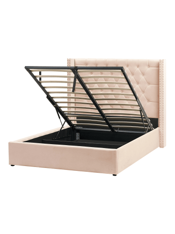 Beliani Doppelbett LUBBON in Beige/Silber - (W) 170 x (H) 144 x (L) 217 cm