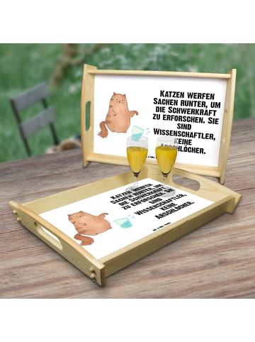 Mr. & Mrs. Panda Serviertablett Katze Wasserglas mit Spruch in Weiß