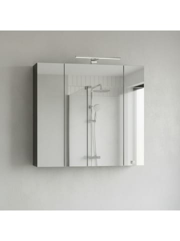 KADIMA DESIGN Spiegelschrank mit LED & Soft-Close — Made in Germany Spiegel in Graphit