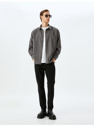 KOTON Shirt in Anthrazit Kariert