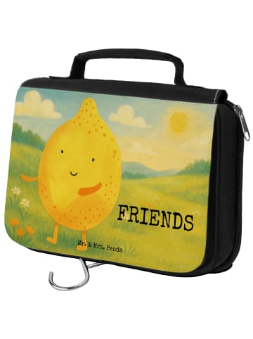 Mr. & Mrs. Panda Kulturbeutel Beste Freunde Zitrone Design mit S... in Weiß