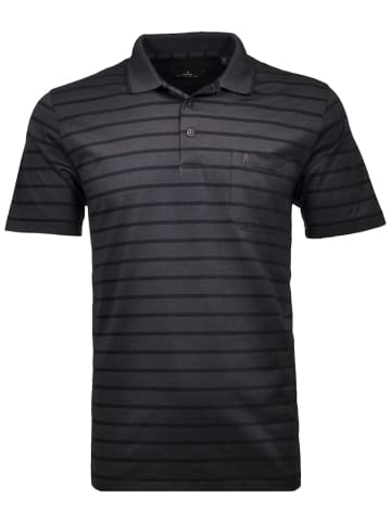 Ragman Softknit-Polo Jersey, gestreift in Schwarz