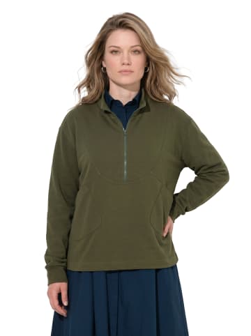 Ulla Popken Sweatshirt in dunkel khaki