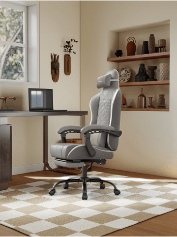 SONGMICS Gaming-Stuhl Cathy in Grau - (B)70 x (H)133 x (T)70 cm
