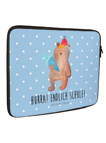 Mr. & Mrs. Panda Laptop Tasche Bär Schultüte mit Spruch in Blau Pastell