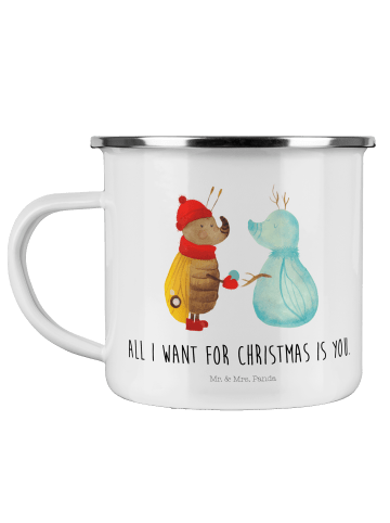 Mr. & Mrs. Panda Pott Nachtfalter Schneemann mit Spruch in Weiß