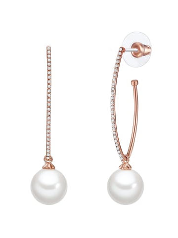 Lulu & Jane Perlen-Ohrstecker Messing Crystal Muschelkernperle in roségold