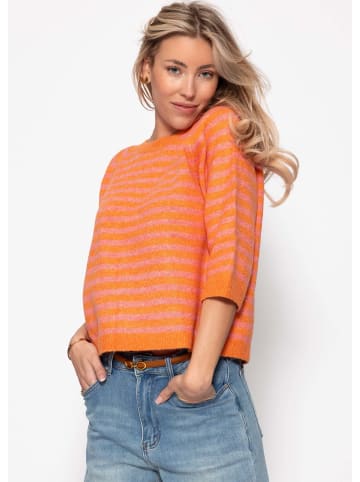 SASSYCLASSY Gestreiftes Strickoberteil in Orange