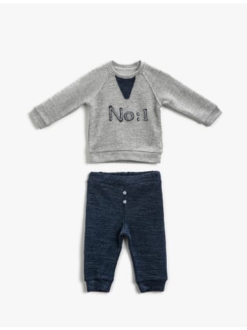 KOTON 2tlg. Outfit: Langarm T-Shirt/Hose in Marineblau