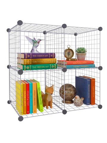 relaxdays Steckregal "4 Würfel" in Silber - (B)75 x (H)75 x (T)37 cm