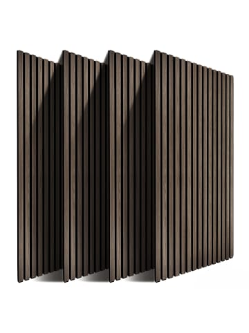 relaxdays 4 x Akustikpaneele in Dunkelbraun - (B)60 x (H)120 cm