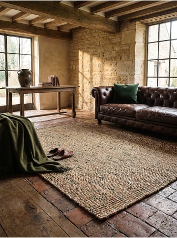 KADIMA DESIGN Naturfaser-Teppich Handgewebt ERME Jute Naturbelassen Modern in Natur-Grün